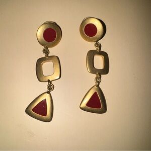 Vintage Avon geometric drop earrings (red)